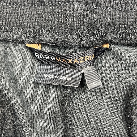 BCBG Maxazria Women Large Velour Track Pants Black with Gold Rhinestone - Picture 8 of 8